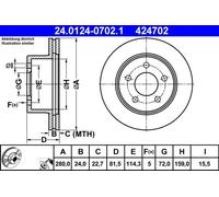 ATE Bremsscheibe vorne rechts links belüftet 280mm für JEEP 24.0124-0702.1