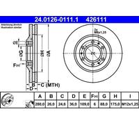 2x Bremsscheibe belüftet 24.0126-0111.1 ATE für OPEL ISUZU