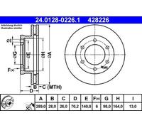 2x Bremsscheibe belüftet 24.0128-0226.1 ATE für FORD MAZDA