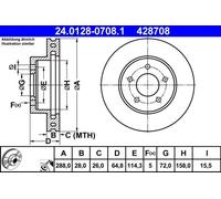 2x Bremsscheibe belüftet 24.0128-0708.1 ATE für JEEP CHEROKEE