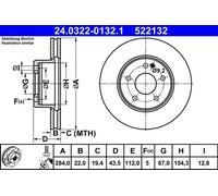 2x Bremsscheibe belüftet 24.0322-0132.1 ATE für MERCEDES-BENZ C-KLASSE