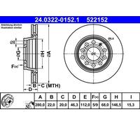 Bremsscheibe ATE Power Disc 24.0322-0152.1, 1 Stück