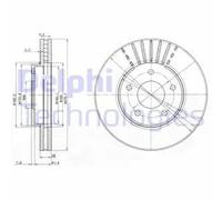 Delphi Bremsscheibe BG3816 vorne belüftet 280 mm für NISSAN