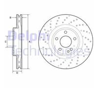 DELPHI Bremsscheibe vorne rechts links Gelocht 320mm für BEIJING BENZ (BBDC) MERCEDES-BENZ BG4658C