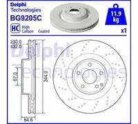 DELPHI Bremsscheibe vorne rechts links Gelocht 344mm für MERCEDES-BENZ BG9205C
