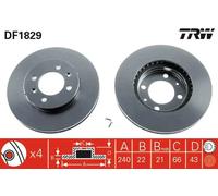 2x Bremsscheibe belüftet DF1829 TRW für AUSTIN ROVER MG