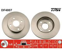 2x Bremsscheibe belüftet DF4007 TRW für TOYOTA STARLET PASEO Cabriolet
