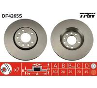 2x Bremsscheibe belüftet DF4265S TRW für CADILLAC OPEL SAAB
