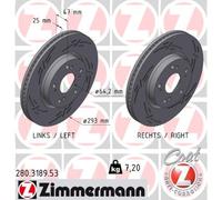 ZIMMERMANN Bremsscheibe 280318953 Vorderachse Geschlitzt 293mm 25mm für HONDA