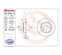 2x Bremsscheibe BREMBO 08.9739.10 passend für OPEL VAUXHALL