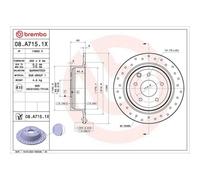 2x Bremsscheibe BREMBO 08.A715.1X passend für NISSAN RENAULT INFINITI