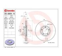 2x Bremsscheibe BREMBO 09.6959.10 passend für FORD