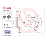 2x Bremsscheibe BREMBO 09.7143.31 passend für MITSUBISHI
