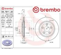 2x Bremsscheibe Brembo 09.7911.21 2 Bremsscheiben Hinterachse Hinten