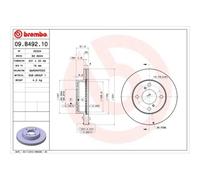 09.B492.10 Bremsscheibe PRIME LINE