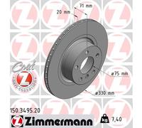 2x ZIMMERMANN Bremsscheibe COAT Z 150.3495.20