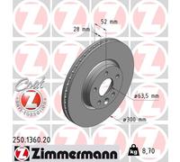 2x Bremsscheibe COAT Z ZIMMERMANN 250.1360.20 für FORD GALAXY MAX WA6 VOLVO V70