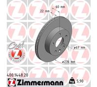 ZIMMERMANN Bremsscheibe Vorderachse 400.1448.20 innenbelüftet 276 mm für Mercedes-Benz