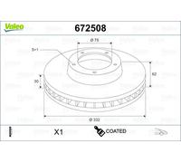 Valeo Bremsscheibe 672508 beschichtet belüftet 332 mm vorne für BMW X5/X6