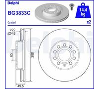DELPHI Bremsscheibe belüftet 288mm für SKODA VW SEAT (FAW) AUDI BG3833C