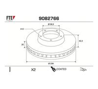 2x Bremsscheibe FTE 9082766 passend für LADA