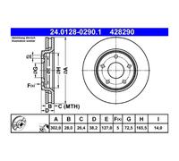 2x Bremsscheibe für Fiat Freemont 345 vorne ATE 26236441