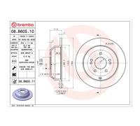 2x Bremsscheibe für Hyundai Grand Santa FE TM FÉ CM DM hinten Brembo 26225033
