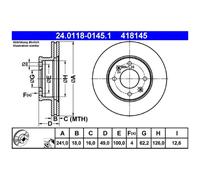 2x Bremsscheibe für KIA Picanto 1 SA 2 TA vorne ATE 26251296
