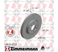 2x Bremsscheibe für Renault Scénic 1 JA0/1 2 JM0/1 vorne Zimmermann 26237332
