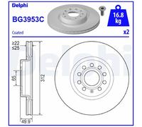 2x Bremsscheibe für VW Caddy 3 2KA 2KB 4 SAA SAB 5 SBA SBB vorne Delphi 2623005