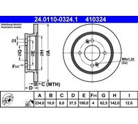2X BREMSSCHEIBE HINTEN ATE 240110 03241 FÜR HYUNDAI KIA