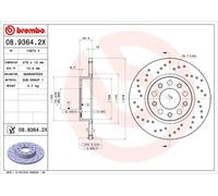 Bremsscheibe BREMBO 08.9364.2X, hinten, gelocht, perforiert, voll, 1 Stück