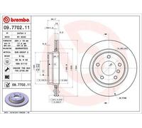 Bremsscheibe BREMBO 09.7702.11, hinten, belüftet, hochkarbonisiert, 1 Stück