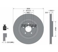 TEXTAR Bremsscheibe PRO hinten rechts links außenbelüftet 330mm für SKODA VW SEAT AUDI 92160303