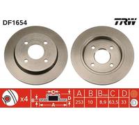 2X BREMSSCHEIBE HINTEN TRW DF1654 FÜR FORD TVR