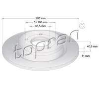 2x Bremsscheibe Hinterachse voll 302 333 TOPRAN für VOLVO FORD