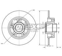 2x Bremsscheibe Hinterachse voll TX 71-831 TOMEX Brakes für TOYOTA RENAULT