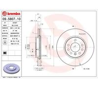 2x Bremsscheibe innenbelüftet 09.5807.10 BREMBO für SAAB OPEL