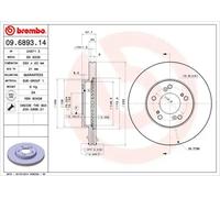 2x Bremsscheibe innenbelüftet 09.6893.11 BREMBO für HONDA ACURA
