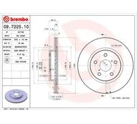 2x Bremsscheibe innenbelüftet 09.7225.10 BREMBO für TOYOTA RAV 4 I