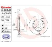 2x Bremsscheibe innenbelüftet 09.B843.11 BREMBO für MERCEDES-BENZ VANEO