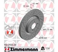 2x Bremsscheibe innenbelüftet 150.2933.20 ZIMMERMANN für MINI MINI MINI Roadster