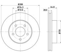 HELLA Bremsscheibe 8dd355127901 288mm 28mm für JEEP