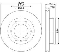 HELLA 8DD 355 129-181 Bremsscheibe - 55230PRO_HC - hochgekohlt - beschichtet - 289mm - 28mm - Innenbelüftet - für u.a. FORD / MAZDA