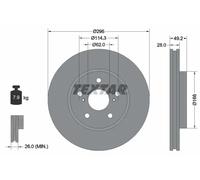 TEXTAR Bremsscheibe vorne rechts links innenbelüftet 296mm für LEXUS TOYOTA (GAC) 92135800