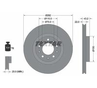 TEXTAR Bremsscheibe 92221103 292mm 22mm für ALFA ROMEO