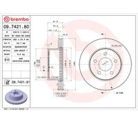 2x Bremsscheibe PRIME BREMBO 09.7421.80 1999 für CHEROKEE JEEP WRANGLER XJ 1 ZJ