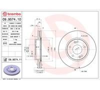 2x Bremsscheibe PRIME BREMBO 09.9574.10 für HYUNDAI KIA TUCSON JM SONATA 5 NF 2