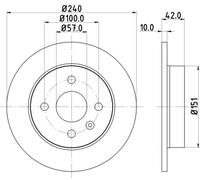 HELLA Bremsscheibe PRO hinten rechts links voll 240mm für HOLDEN VAUXHALL OPEL CHEVROLET 8DD 355 106-091