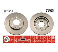 2x Bremsscheibe TRW DF1218 passend für CITROËN PEUGEOT